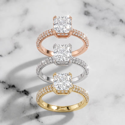 Violet Hidden Halo Pavé Radiant Diamond Ring in Silver - 3rings.jpg
