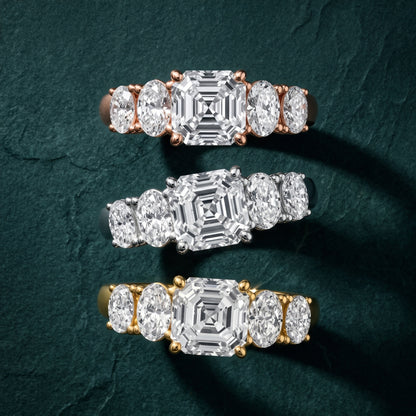 Judith Statement Five-Stone Asscher Diamond Engagement Ring in Platinum - 3rings.jpg
