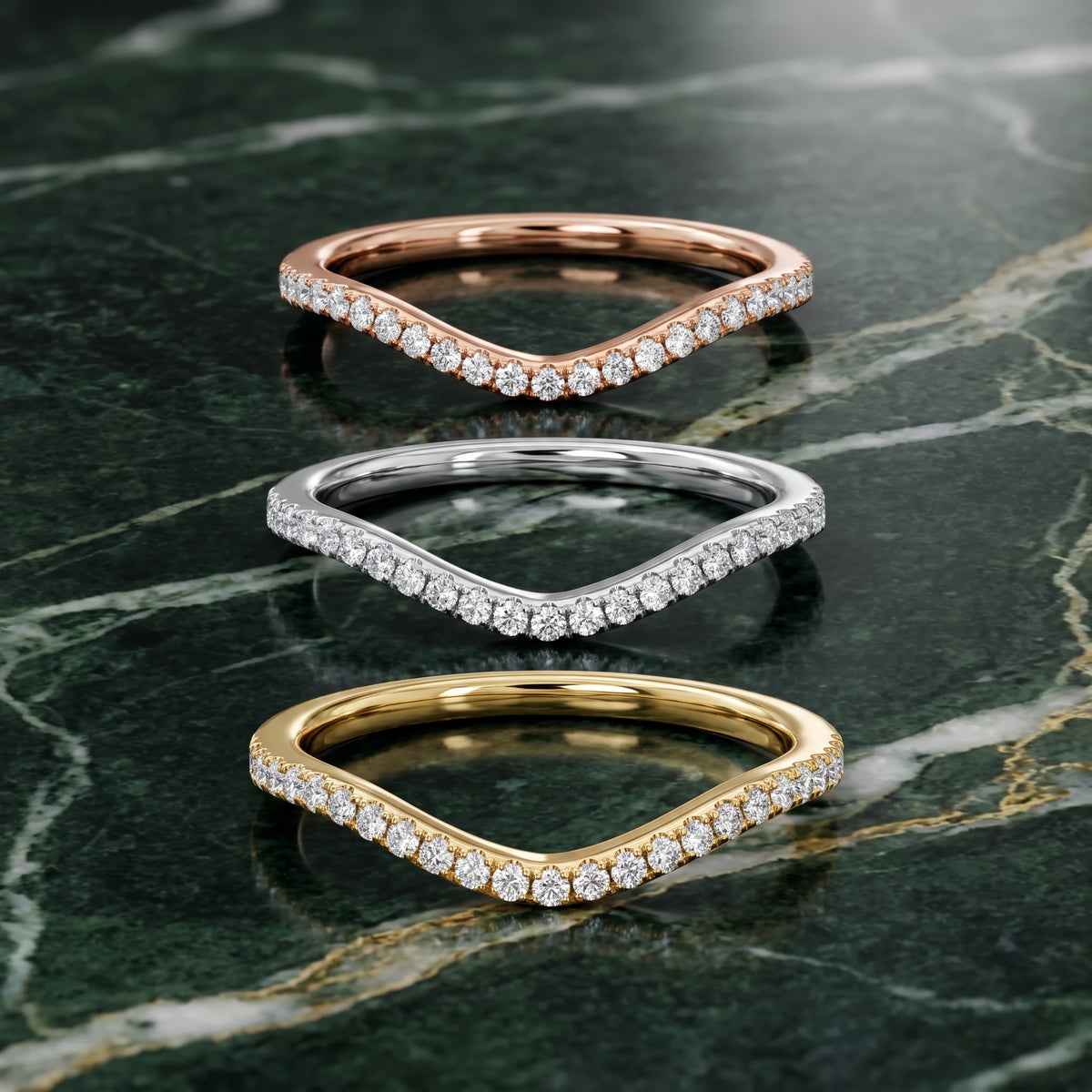 Audrey Curved Round Diamond Stackable Ring in White Gold - 3rings.jpg