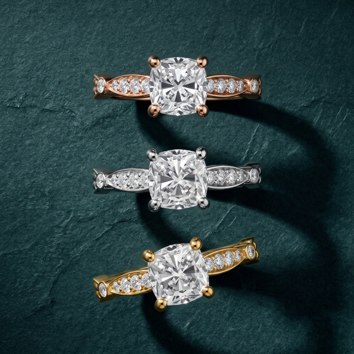 Winter Scalloped Pavé Cushion Diamond Engagement Ring in Silver - 3rings.jpg