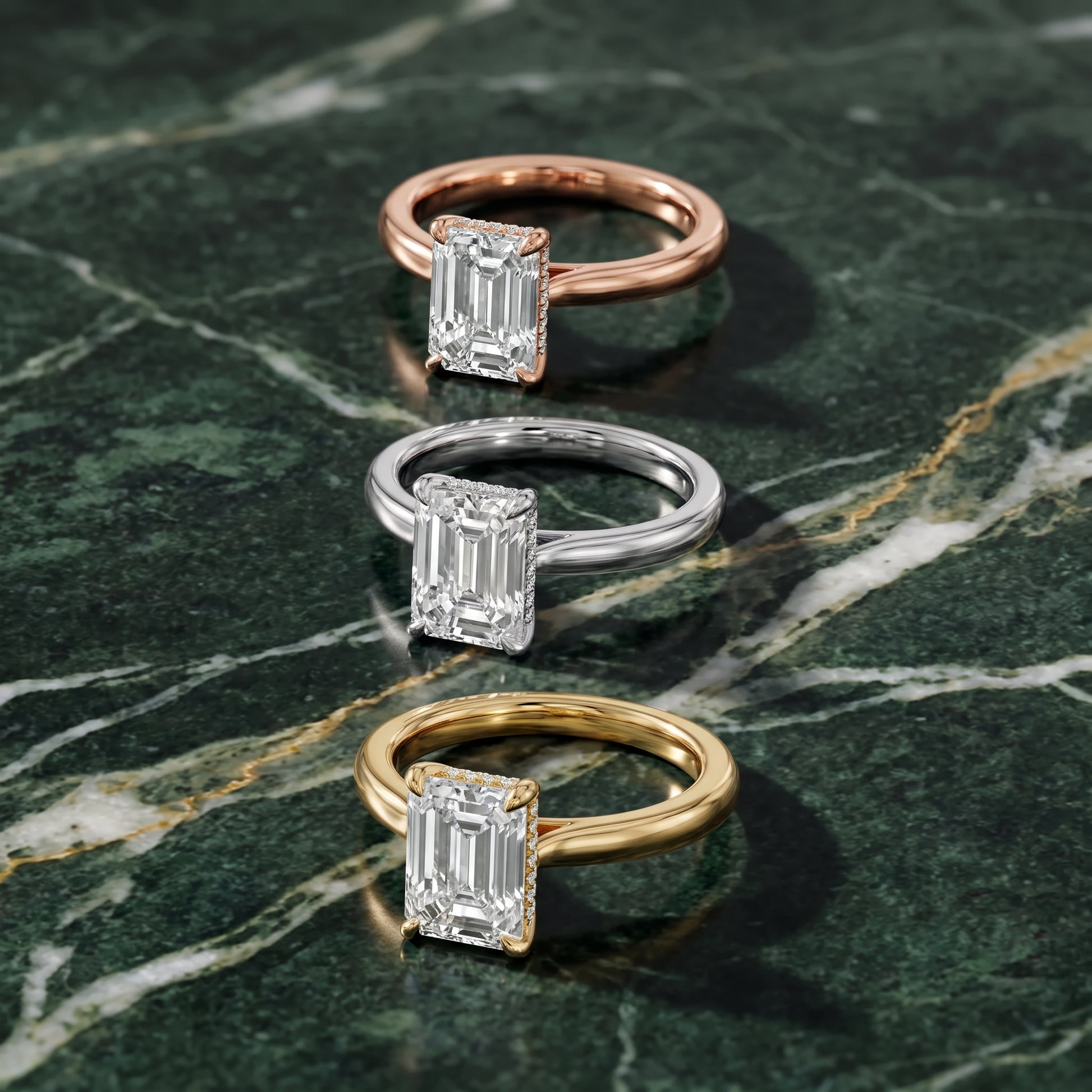 Mena Hidden Halo Emerald Diamond Engagement Ring in Platinum - 3rings.jpg