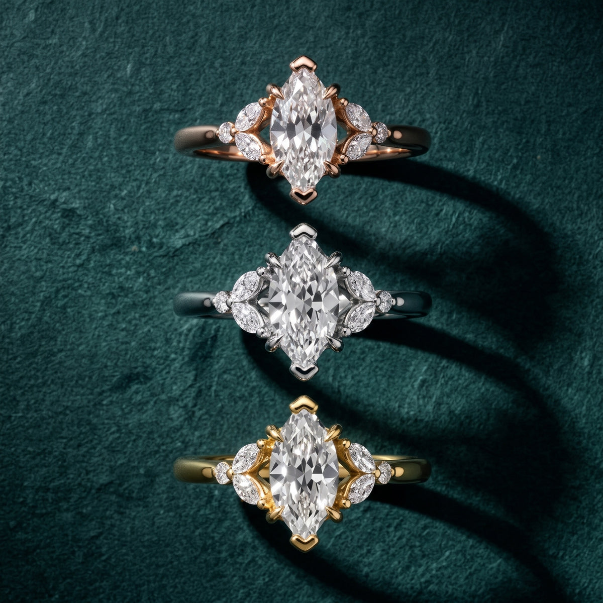 Rilla Floral Cluster Marquise Diamond Engagement Ring in Yellow Gold - 3rings.jpg