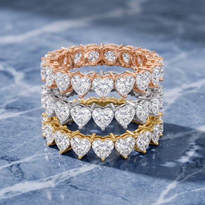 Tova Shared Prong Heart & Cushion Diamond Eternity Band in Yellow Gold - 3rings.jpg