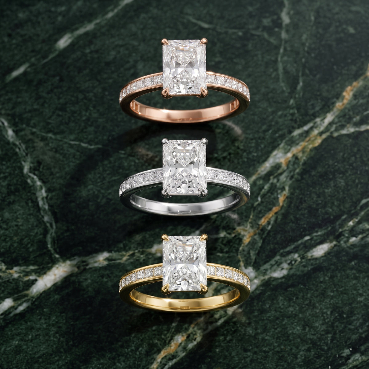 Brielle Channel Set Solitaire Radiant Diamond Engagement Ring in White Gold - 3rings.jpg
