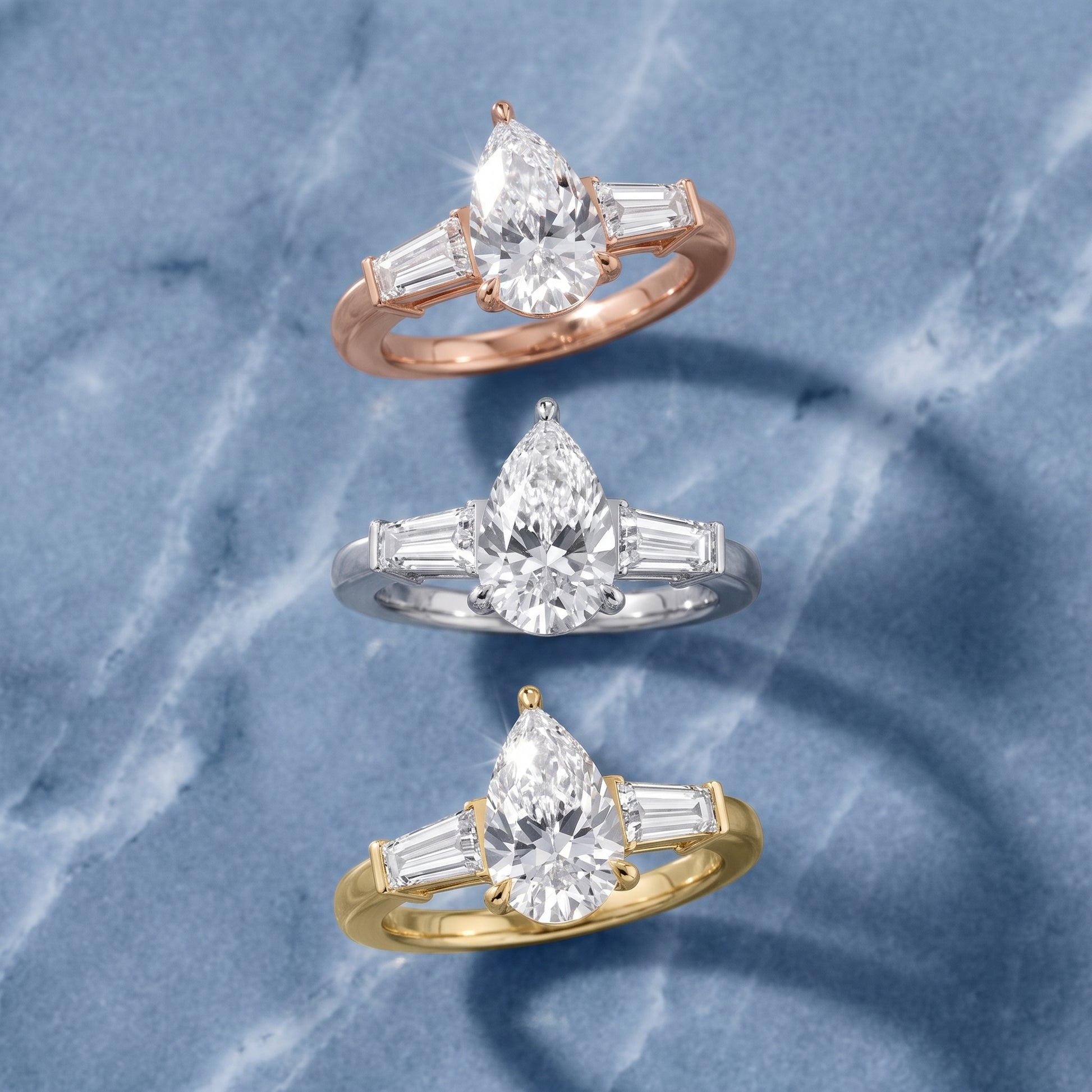 Zelda Tapered Baguette Pear Diamond Engagement Ring in Rose Gold - 3rings.jpg
