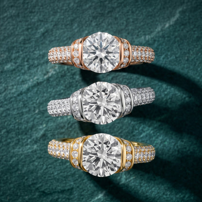 Elaine Half Bezel Pavé Round Diamond Engagement Ring in Platinum - 3rings.jpg