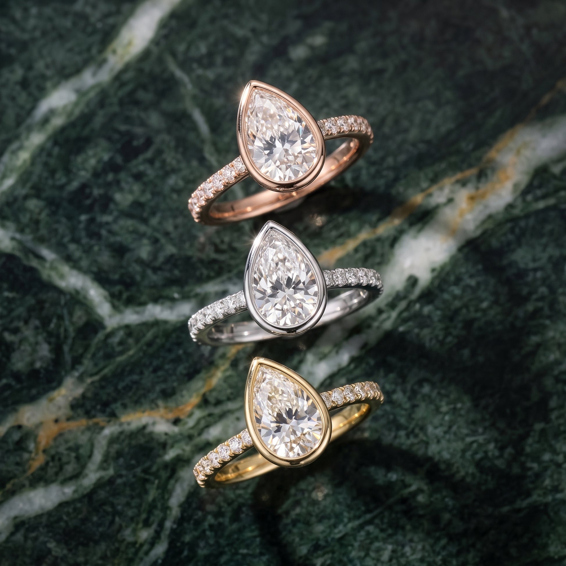 Cora Bezel Pavé Pear Diamond Ring in Rose Gold - 3rings.jpg