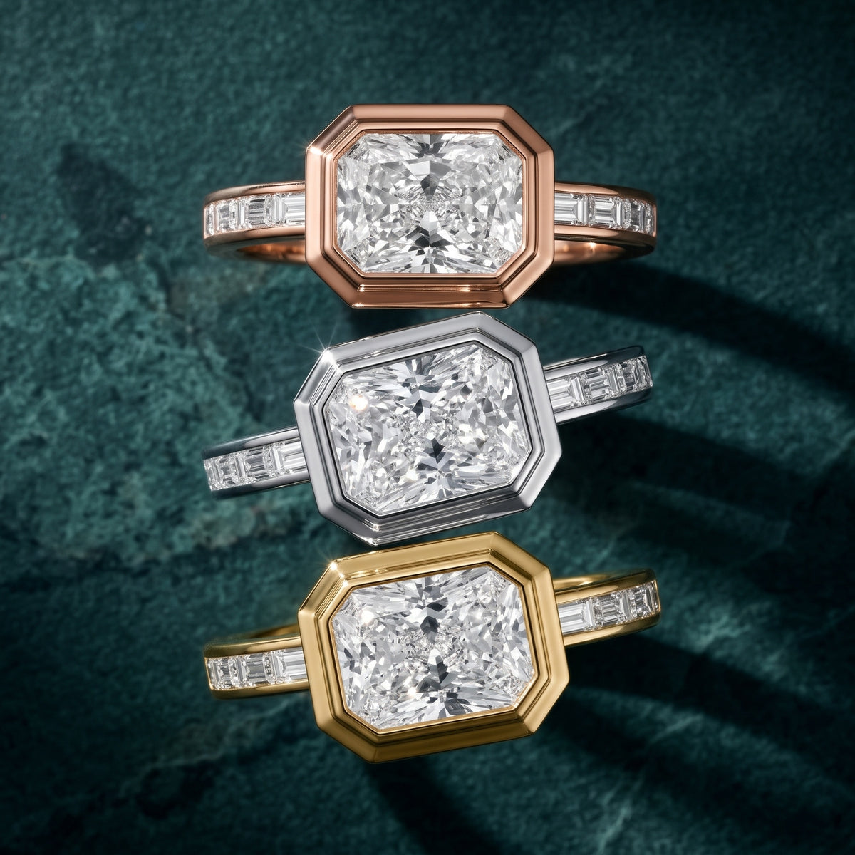 Darcy Bezel Channel Set Radiant Diamond Engagement Ring in White Gold - 3rings.jpg