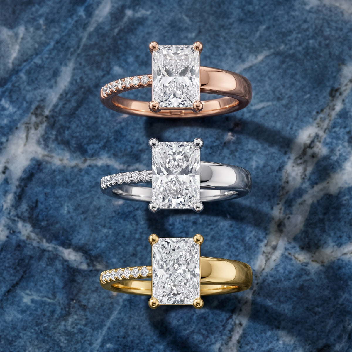 Rosie Solitaire Basket Radiant Diamond Engagement Ring in Rose Gold - 3rings.jpg
