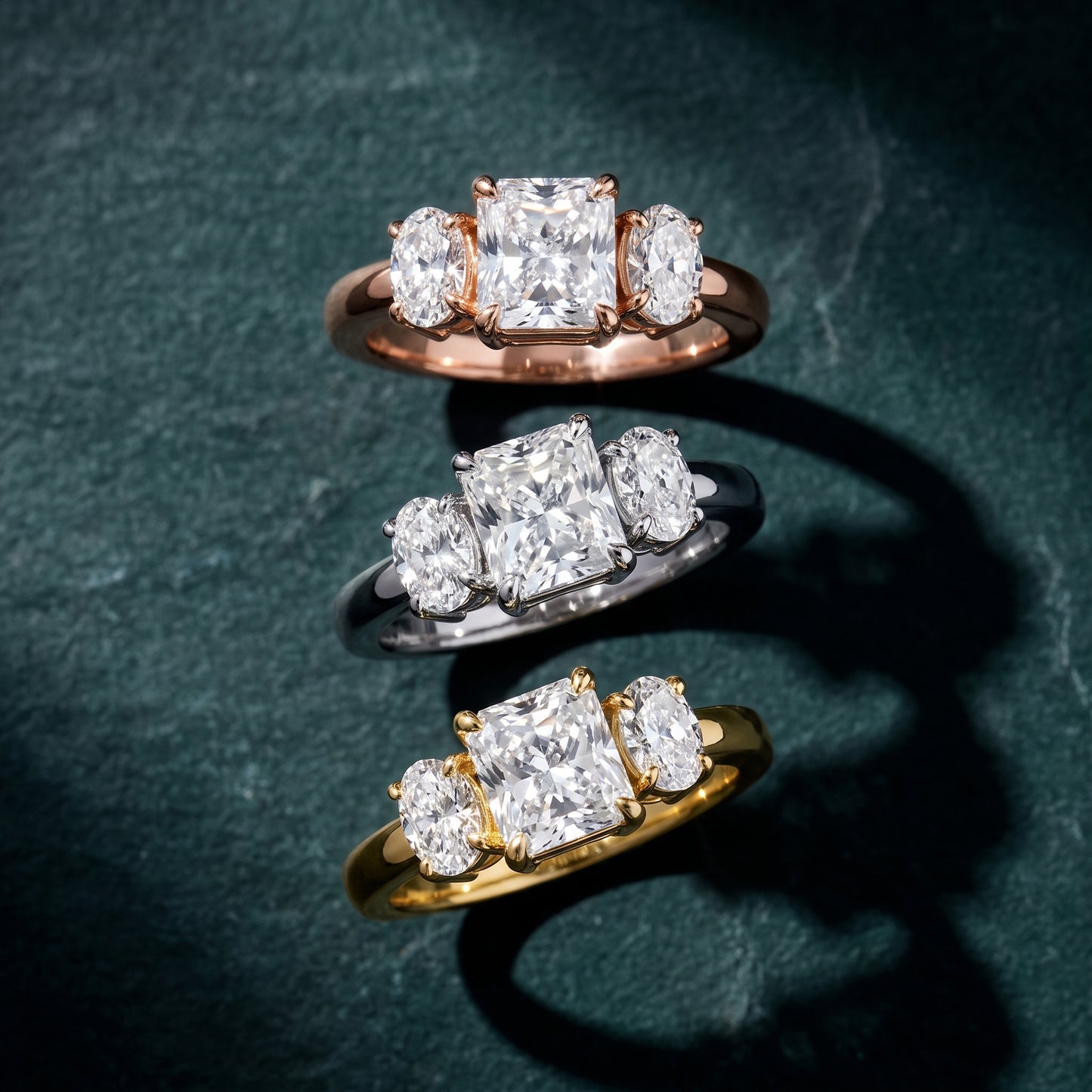 Lila Three-Stone Radiant Diamond Ring in Silver - 3rings.jpg