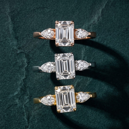 Grace Three Stone Emerald Diamond Engagement Ring in White Gold - 3rings.jpg
