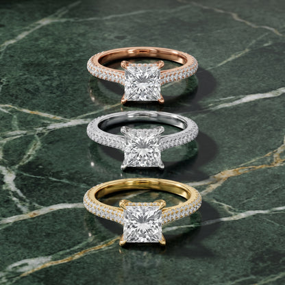 Della Hidden Halo Pavé Princess Diamond Engagement Ring in Yellow Gold - 3rings.jpg