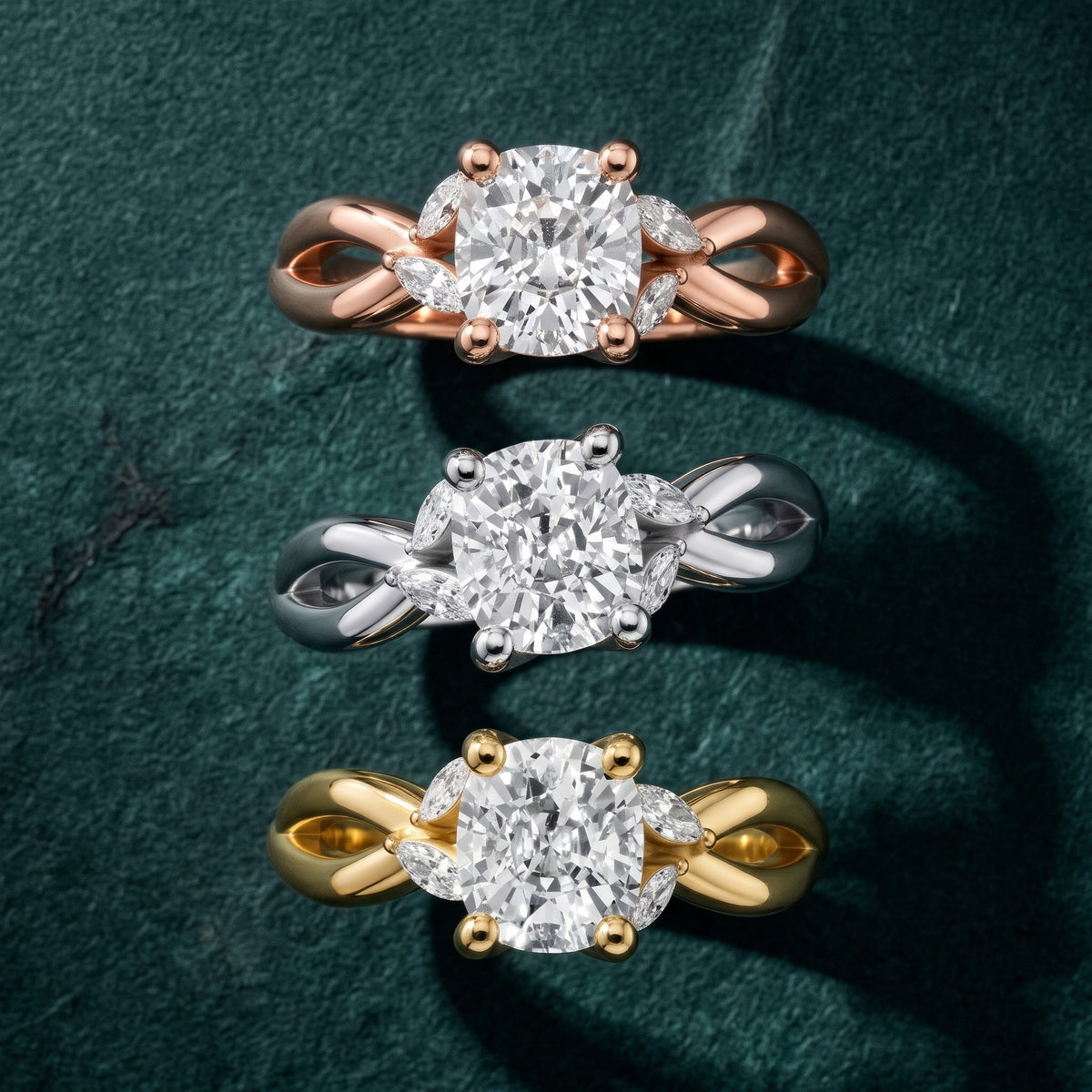 Luna Glow Twisted Cushion Diamond Engagement Ring in Silver - 3rings.jpg