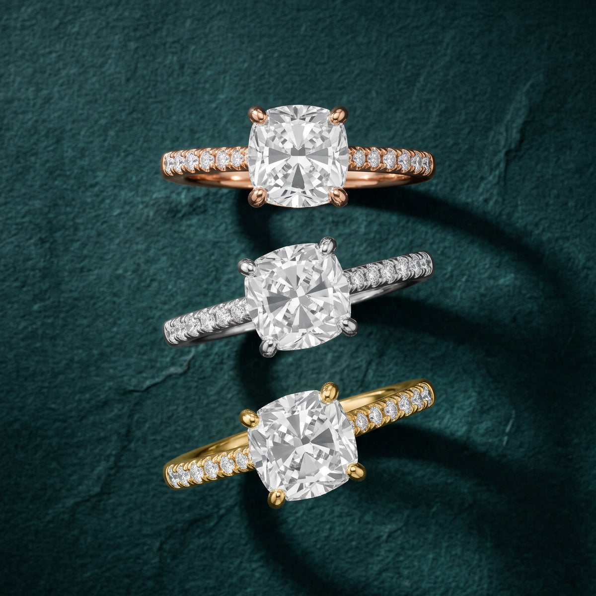 Moab Petal Pavé Cushion Diamond Engagement Ring in Platinum - 3rings.jpg