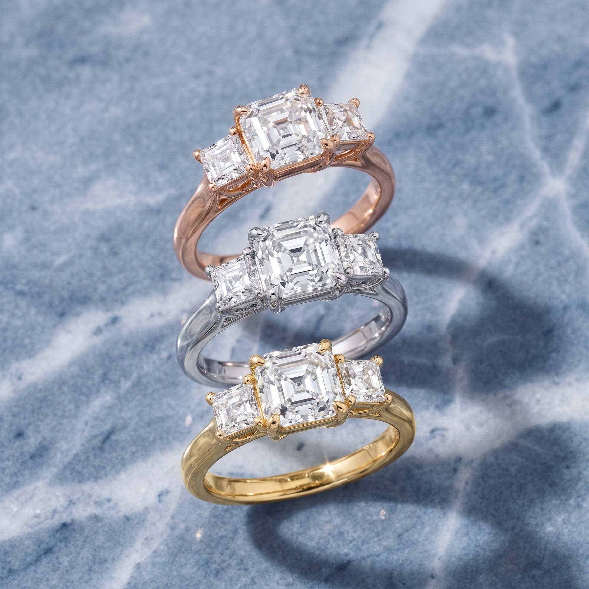 Sienna Three-Stone Asscher Diamond Ring in Rose Gold - 3rings.jpg