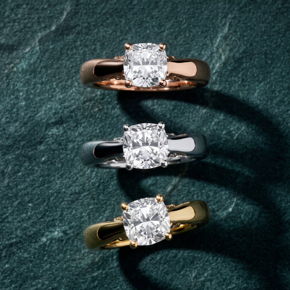 Vanessa Cathedral Cushion Diamond Engagement Ring in Yellow Gold - 3rings.jpg