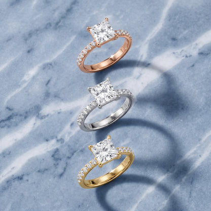 Veda Split Shank Pavé Princess Diamond Engagement Ring in Rose Gold - 3rings.jpg