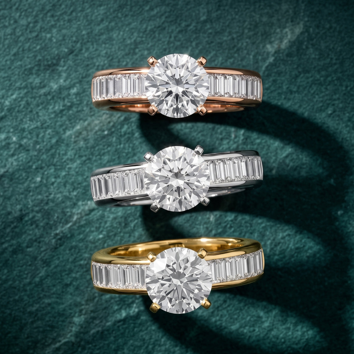 Malibu Wide Band Baguette Round Diamond Engagement Ring in White Gold - 3rings.jpg