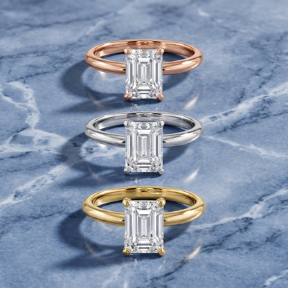 Wren Solitaire Emerald Diamond Ring in Rose Gold - 3rings.jpg