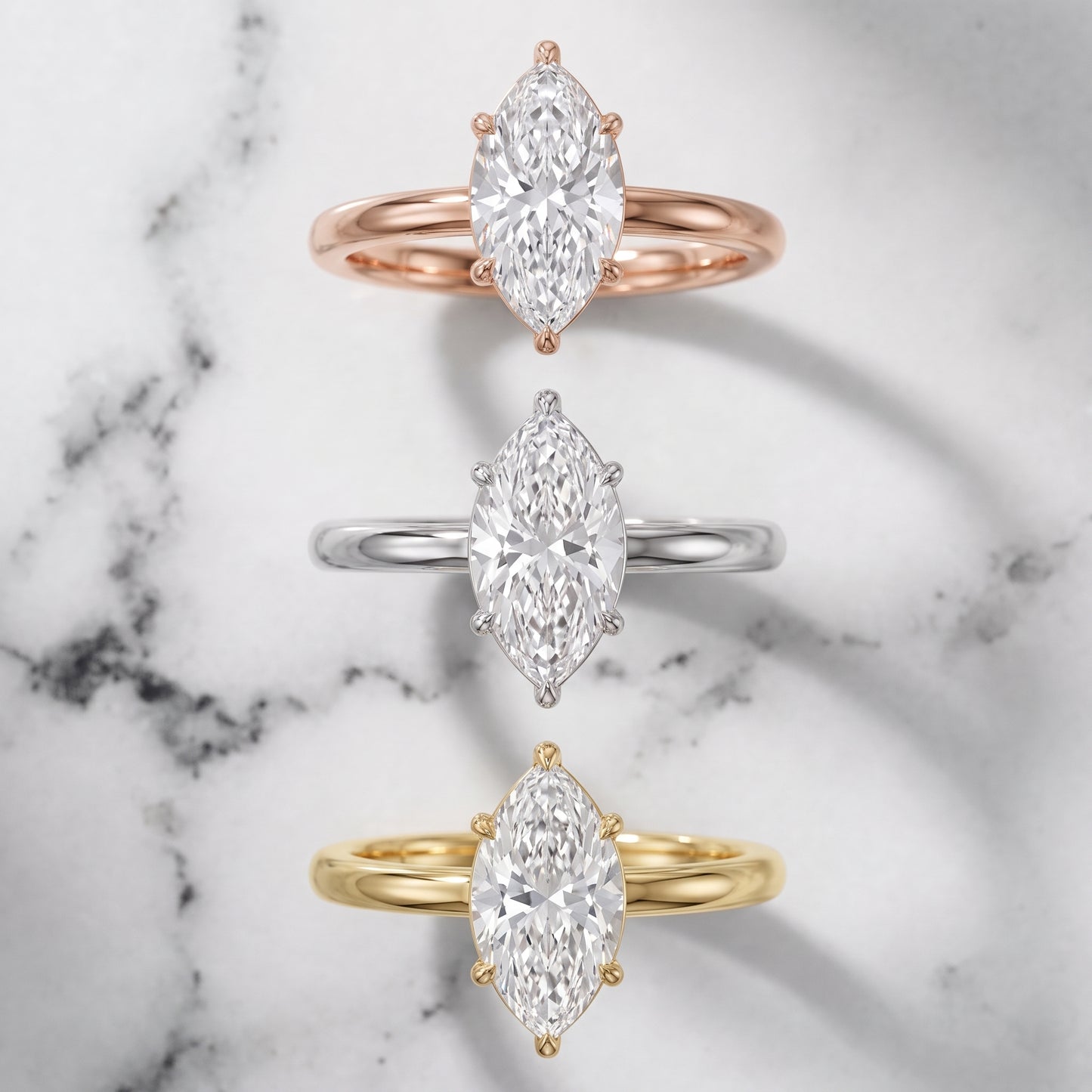 Sadie Cathedral Solitaire Marquise Diamond Ring in Yellow Gold - 3rings.jpg