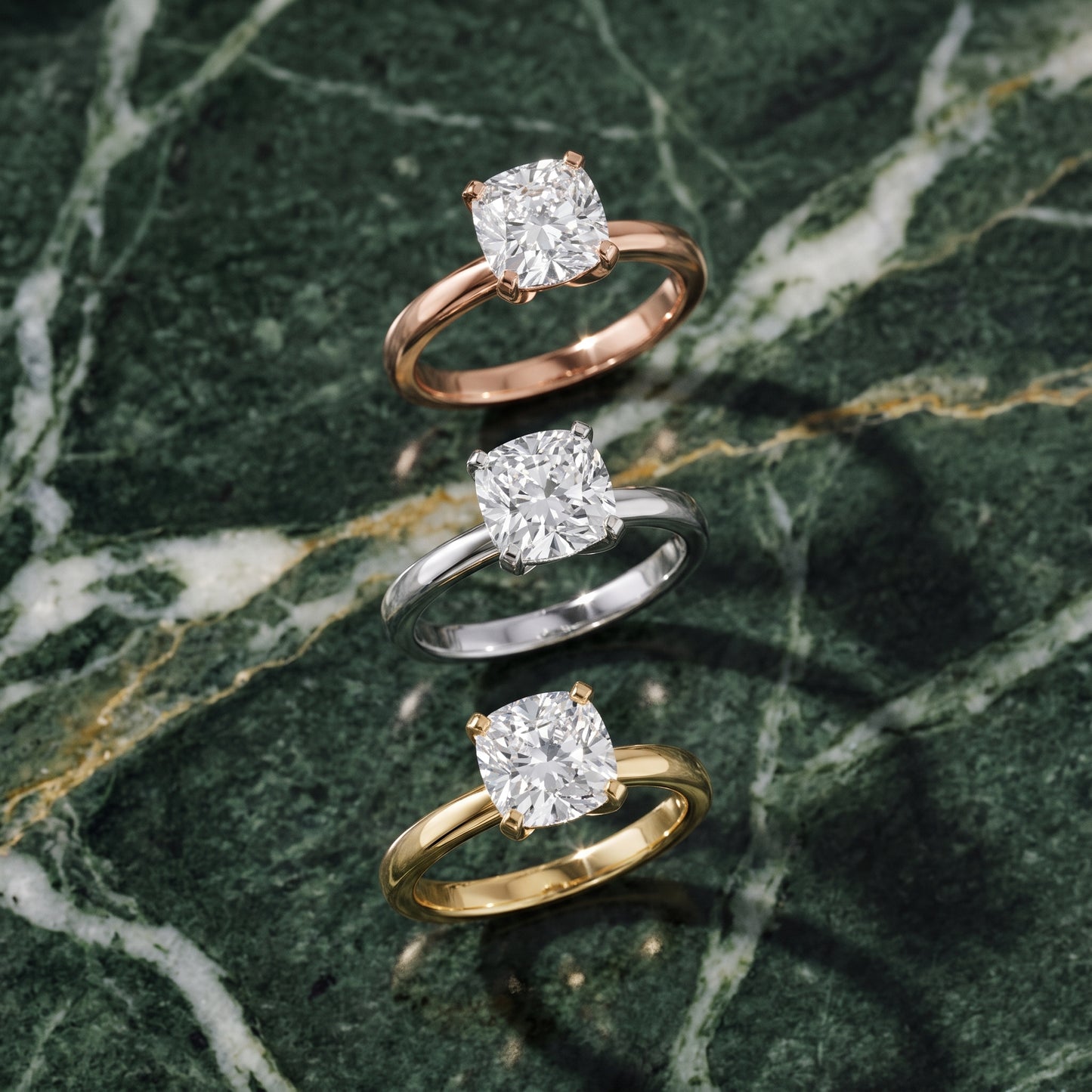 Liana Solitaire Claw Prong Cushion Diamond Engagement Ring in Silver - 3rings.jpg