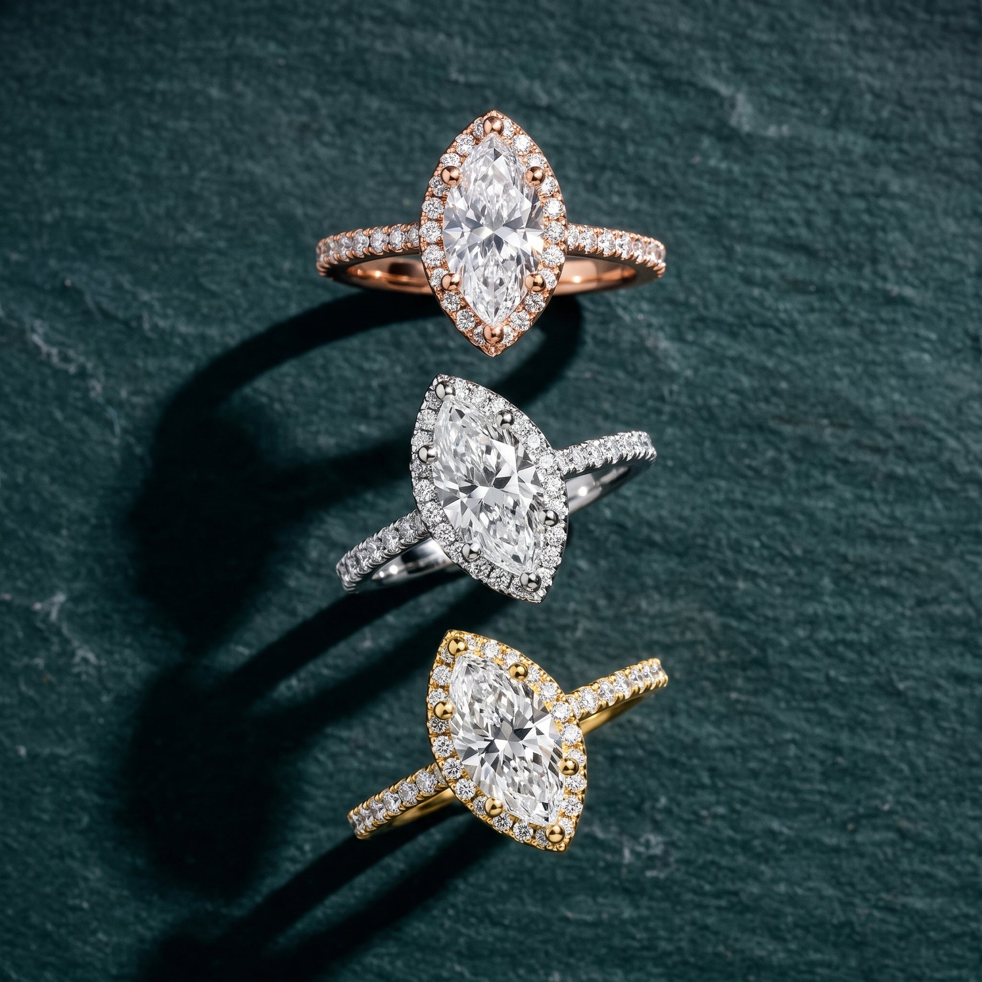 Sophie Halo Pavé Marquise Diamond Ring in Yellow Gold - 3rings.jpg