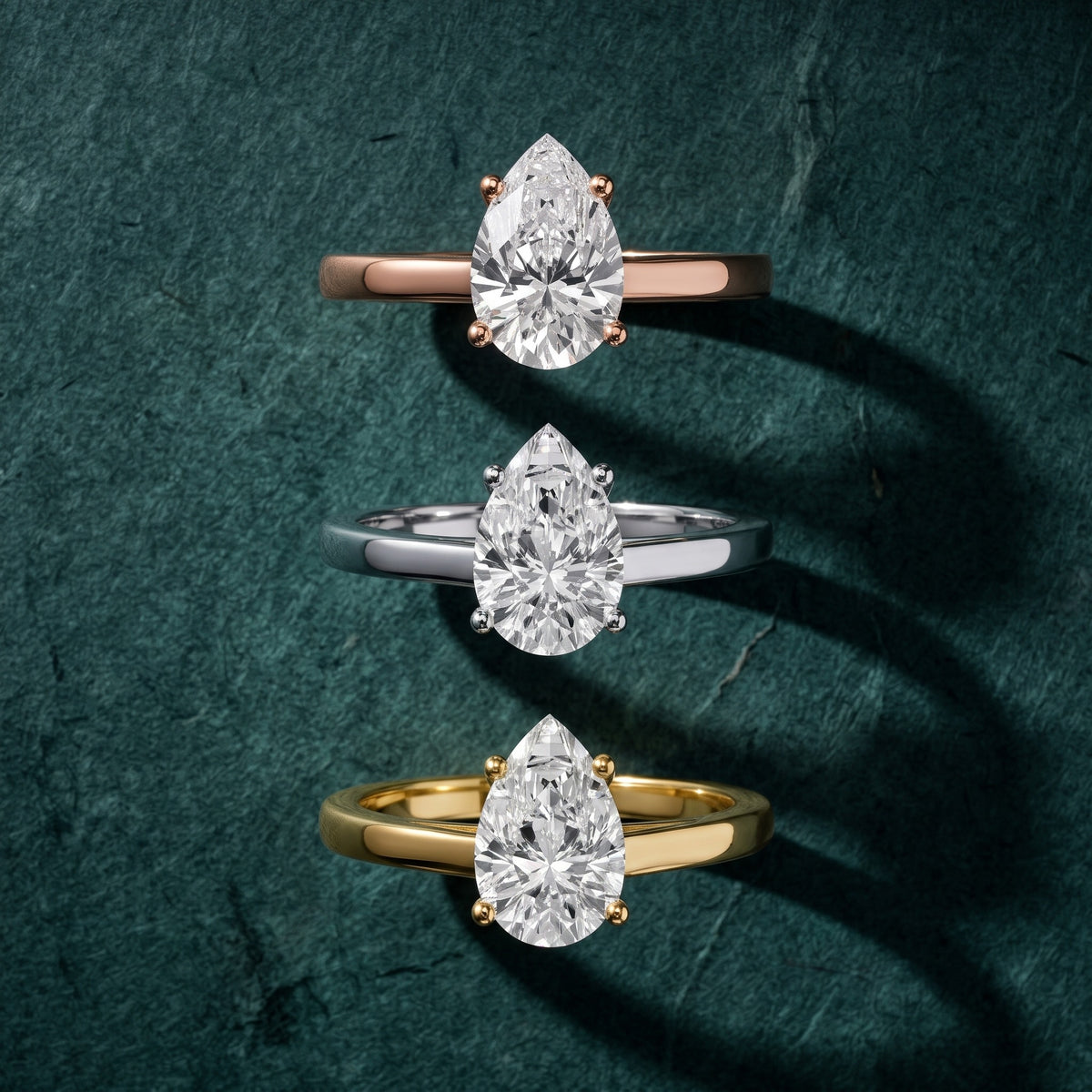Iris Vintage Pear Diamond Engagement Ring in White Gold - 3rings.jpg