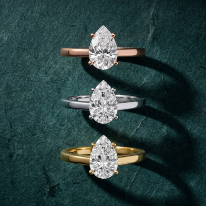Iris Vintage Pear Diamond Engagement Ring in White Gold - 3rings.jpg