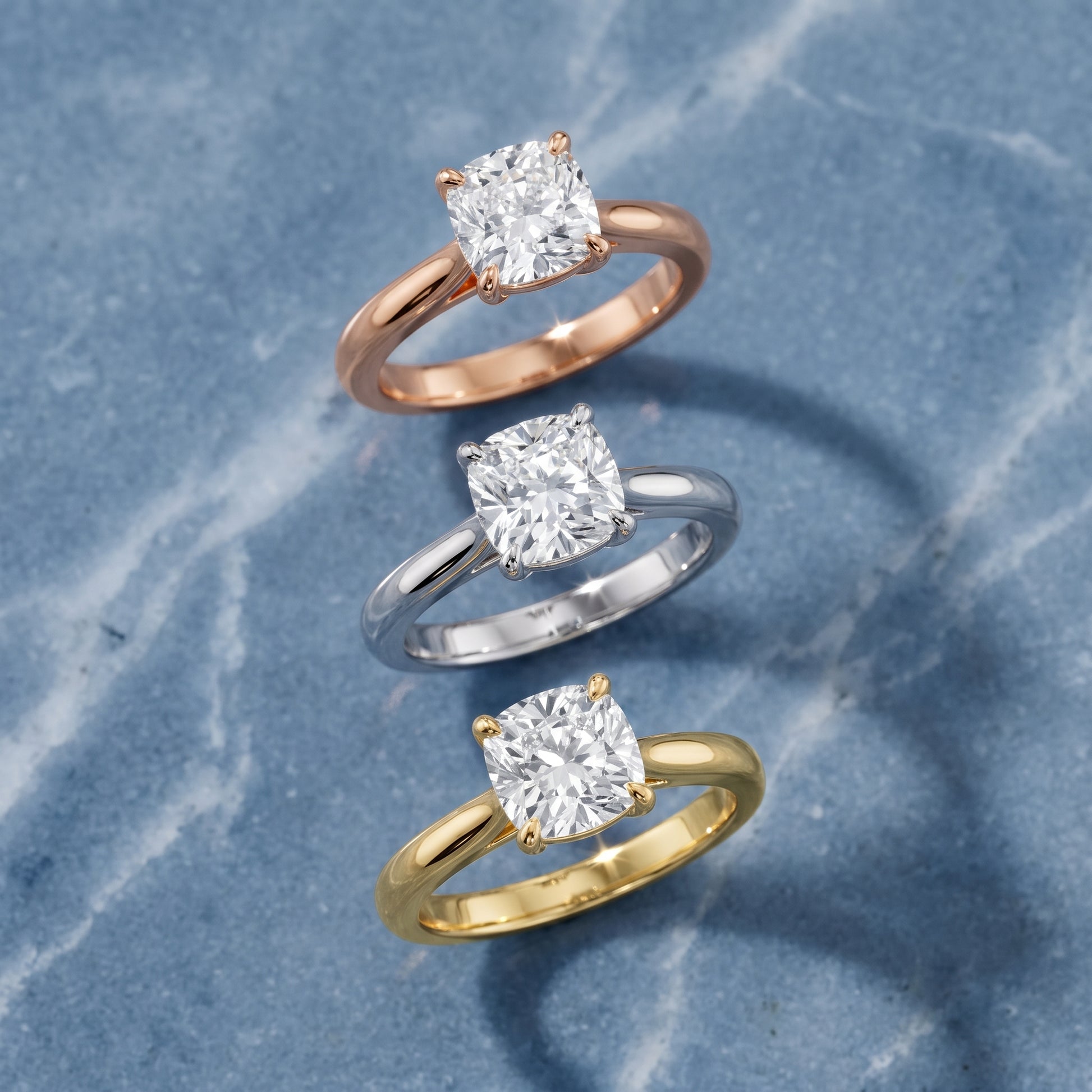 Kalia Knife Edge Solitaire Cushion Diamond Engagement Ring in Rose Gold - 3rings.jpg