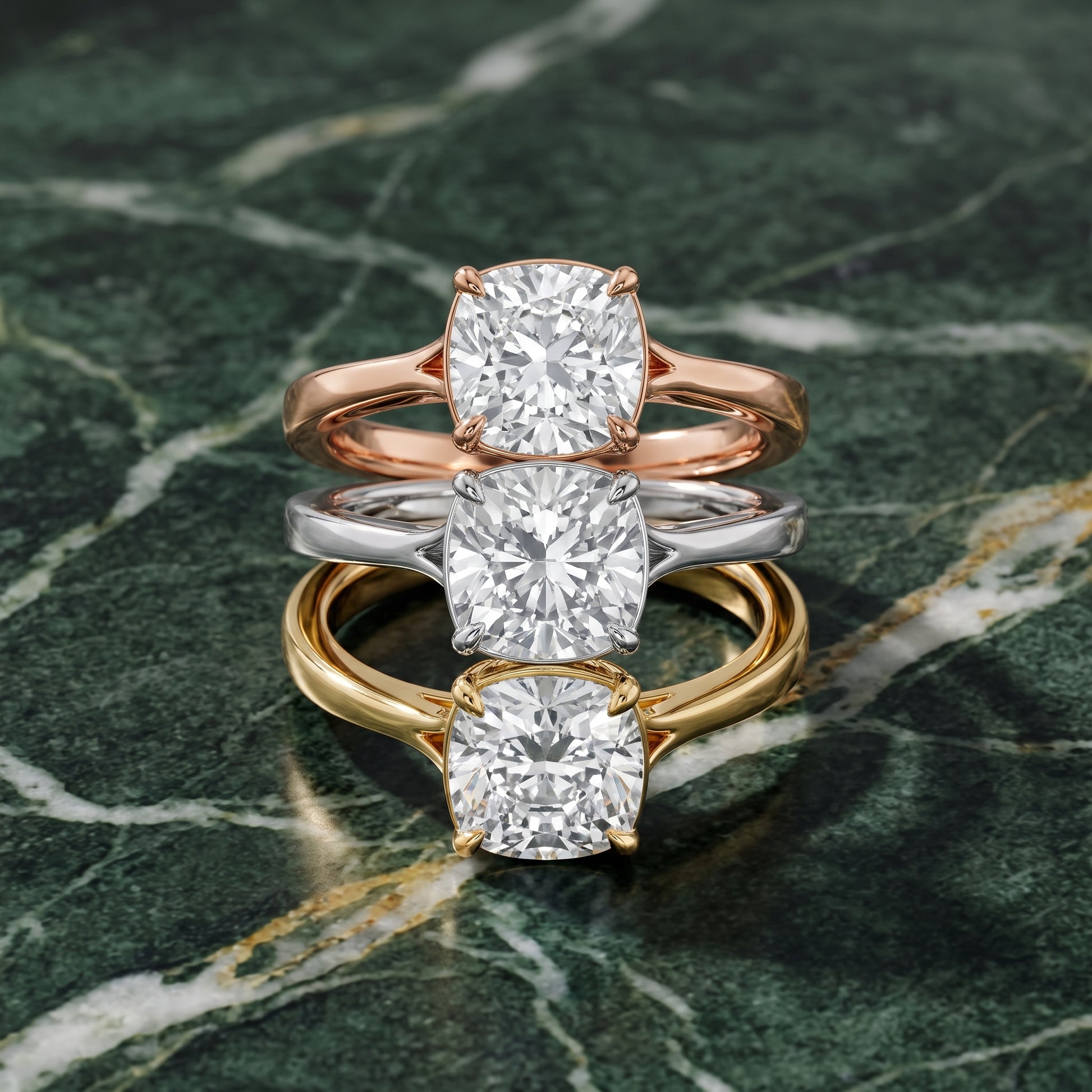 Anais Trellis Solitaire Cushion Diamond Engagement Ring in Silver - 3rings.jpg