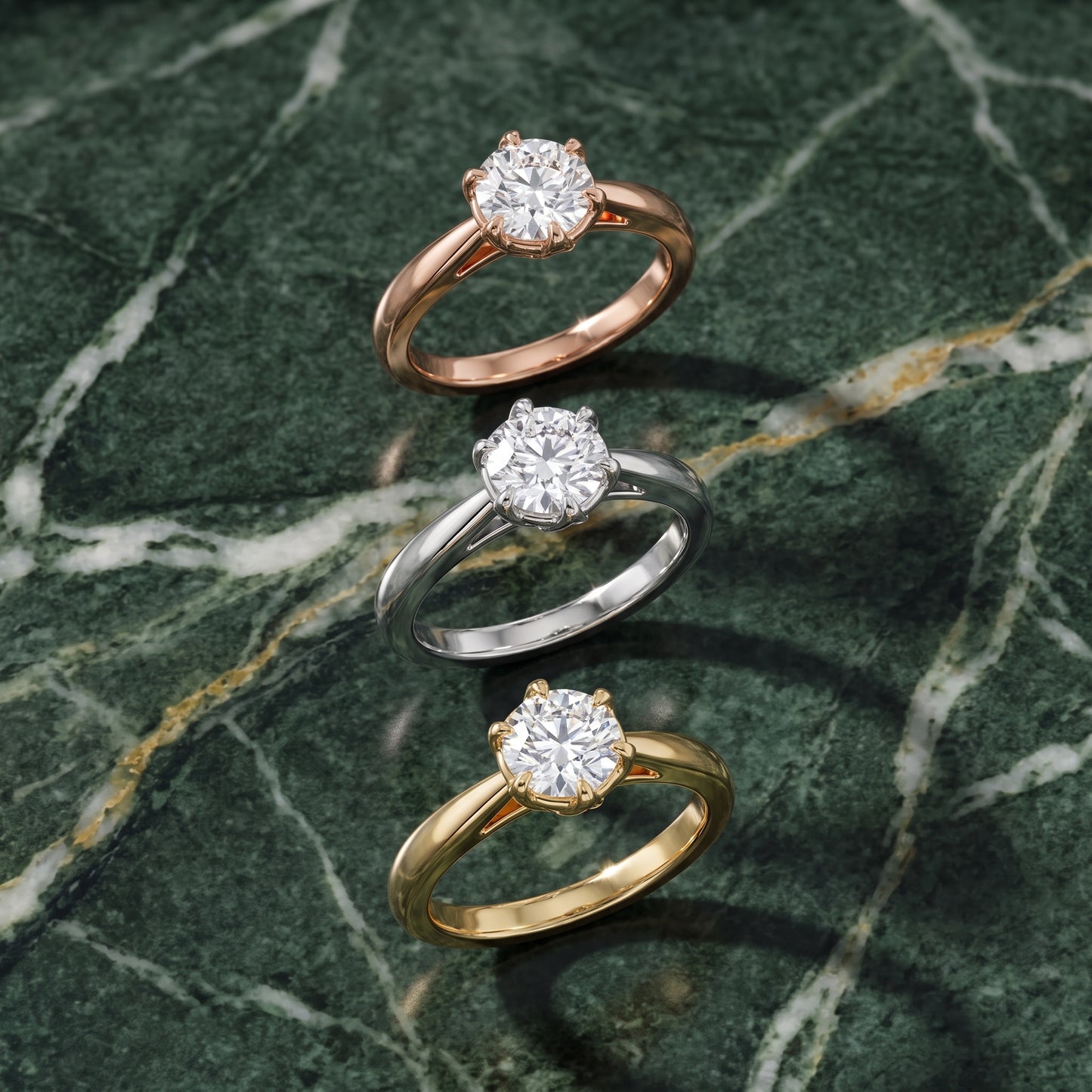 Lucia Solitaire Six-Prong Round Diamond Engagement Ring in White Gold - 3rings.jpg