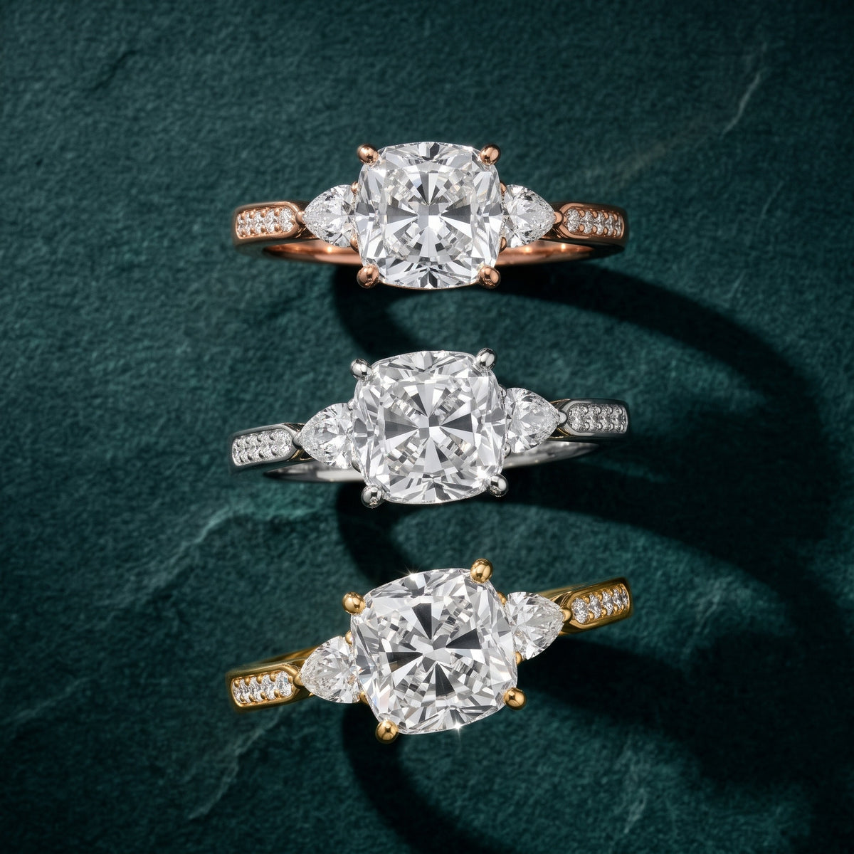 Mariana Pear-Side Three-Stone Cushion Diamond Engagement Ring in White Gold - 3rings.jpg