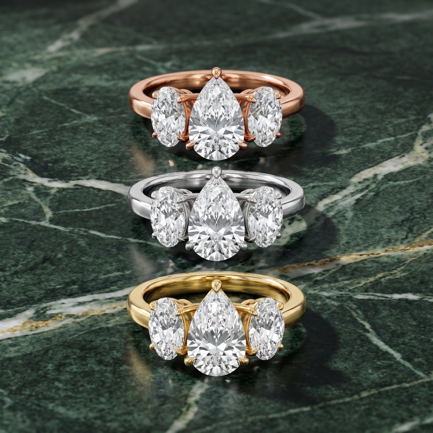 Lila Three-Stone Pear Diamond Ring in Rose Gold - 3rings.jpg