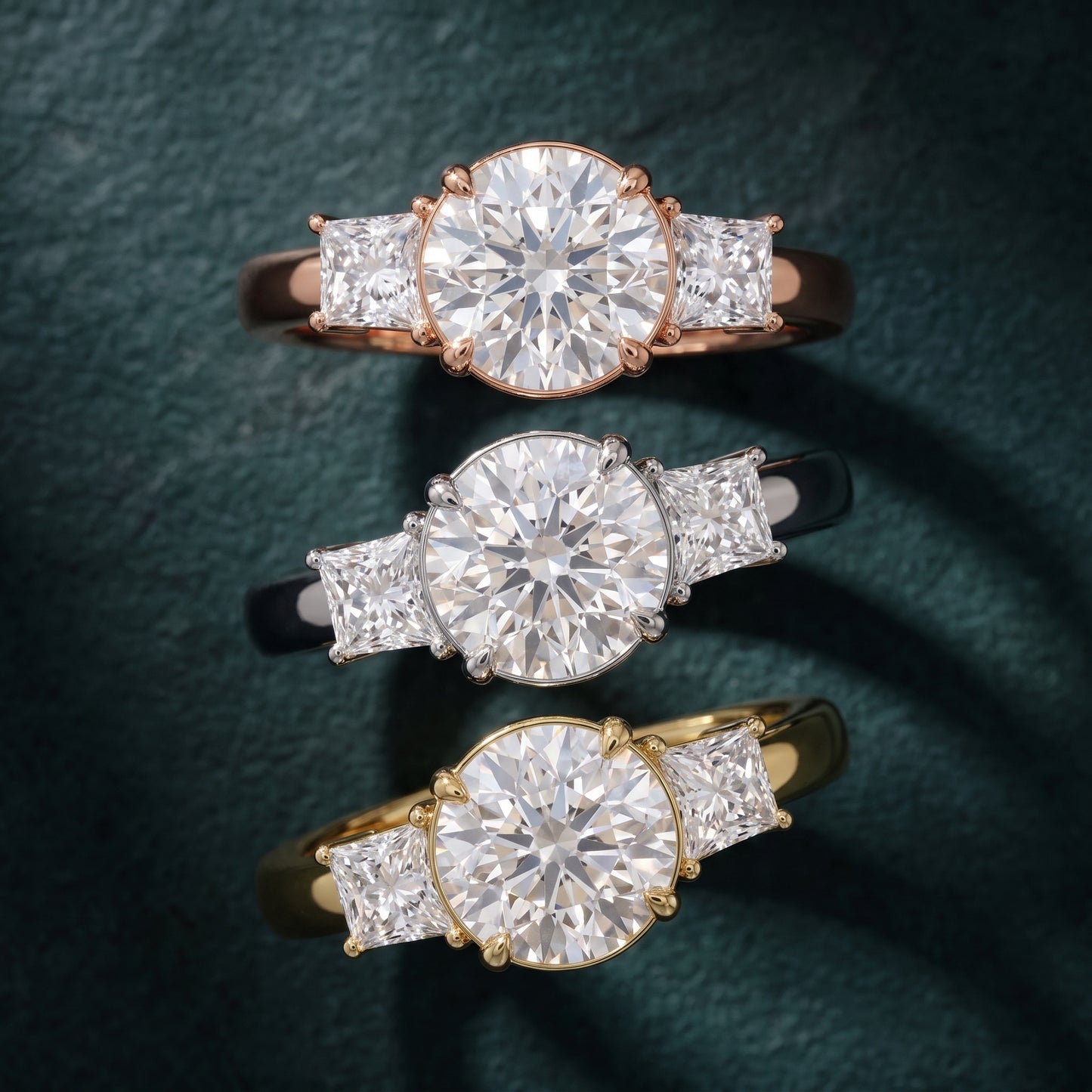 Selena Three-Stone Basket Round Diamond Ring in Silver - 3rings.jpg