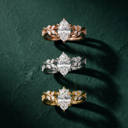 Kona Leaf Twist Marquise Diamond Engagement Ring in Platinum - 3rings.jpg