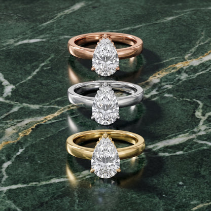 Lara Hidden Halo Pear Diamond Engagement Ring in Rose Gold - 3rings.jpg