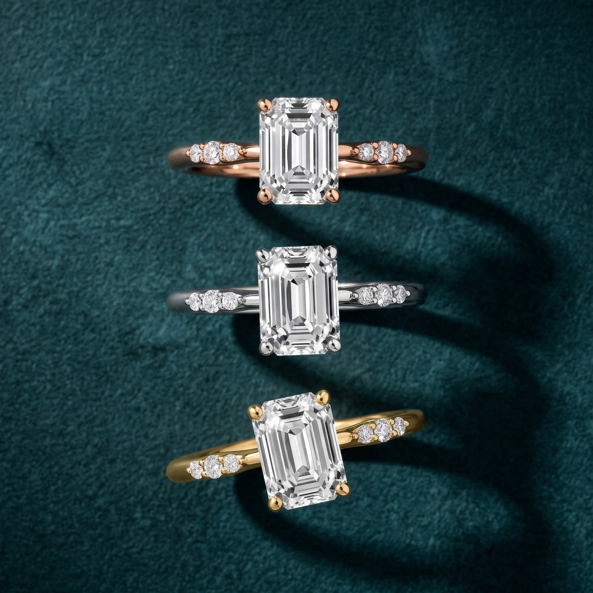 Sheila Pavé Emerald Diamond Engagement Ring in Silver - 3rings.jpg