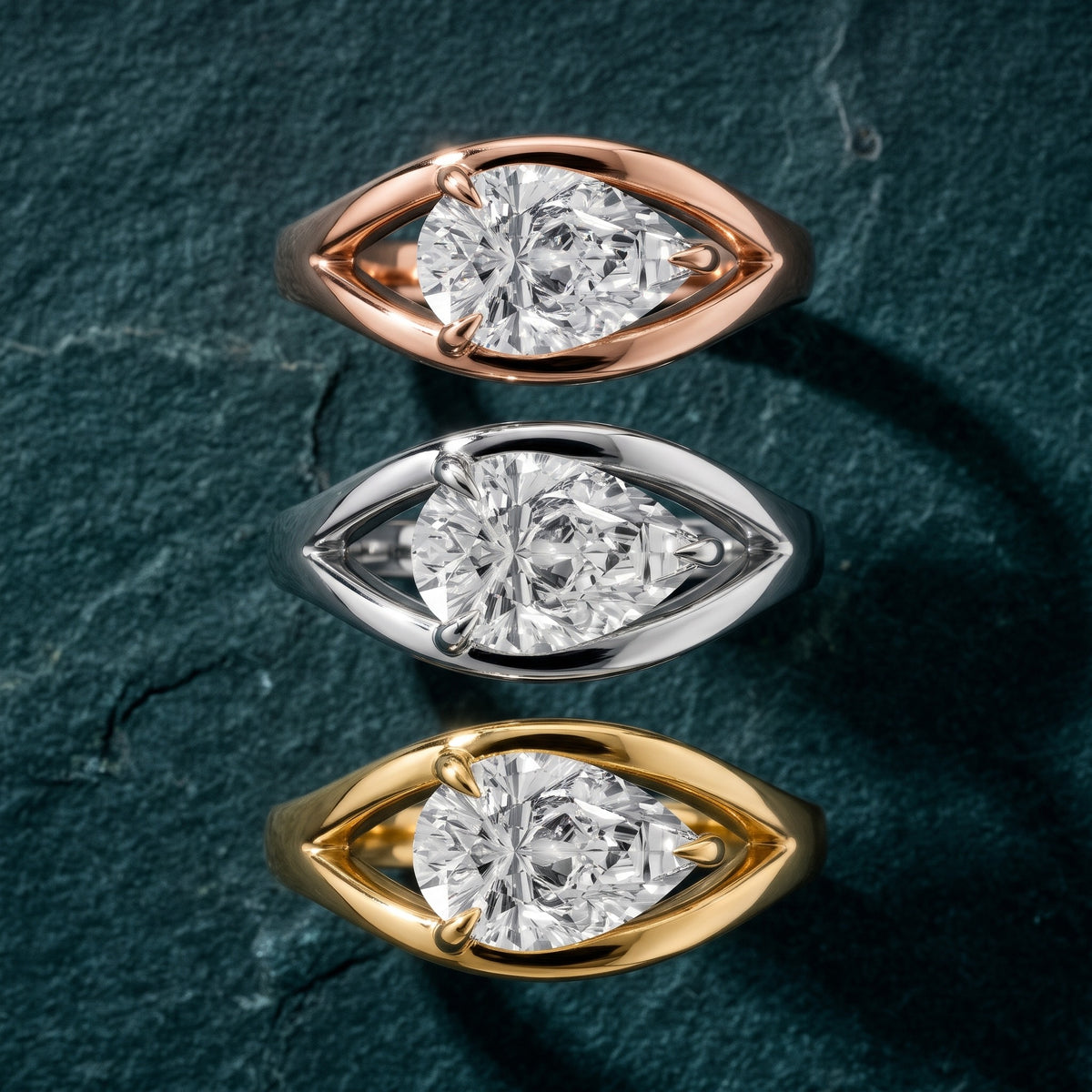 Madeleine Split Shank Pear Diamond Engagement Ring in White Gold - 3rings.jpg
