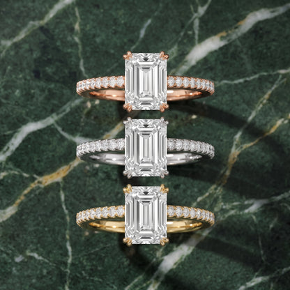 Violet Hidden Halo Pavé Emerald Diamond Ring in Platinum - 3rings.jpg