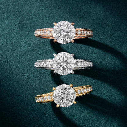 Anabelle Statement Pavé Round Diamond Engagement Ring in Rose Gold - 3rings.jpg