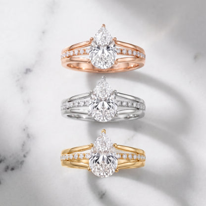 Scarlett Split Shank Pavé Pear Diamond Ring in Yellow Gold - 3rings.jpg