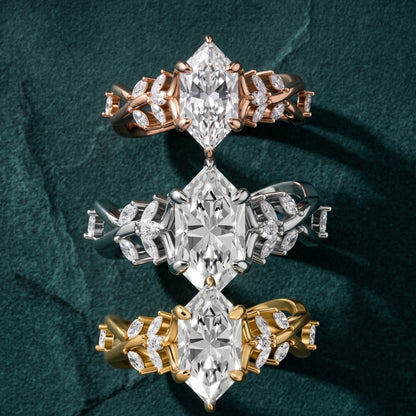 Kona Leaf Twist Dutch Marquise Diamond Engagement Ring in Platinum - 3rings.jpg