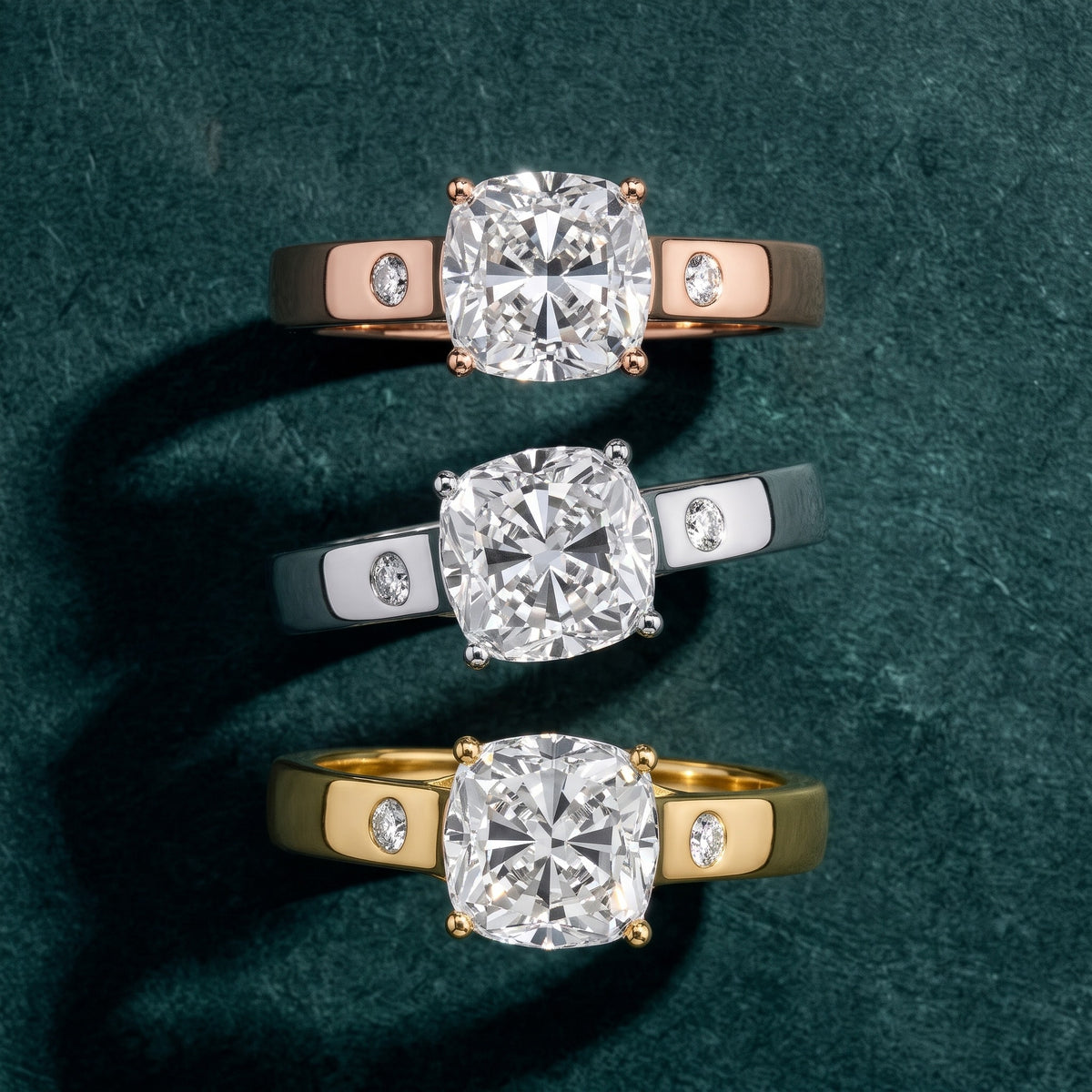 Bonita Wide Band Cathedral Cushion Diamond Engagement Ring in White Gold - 3rings.jpg