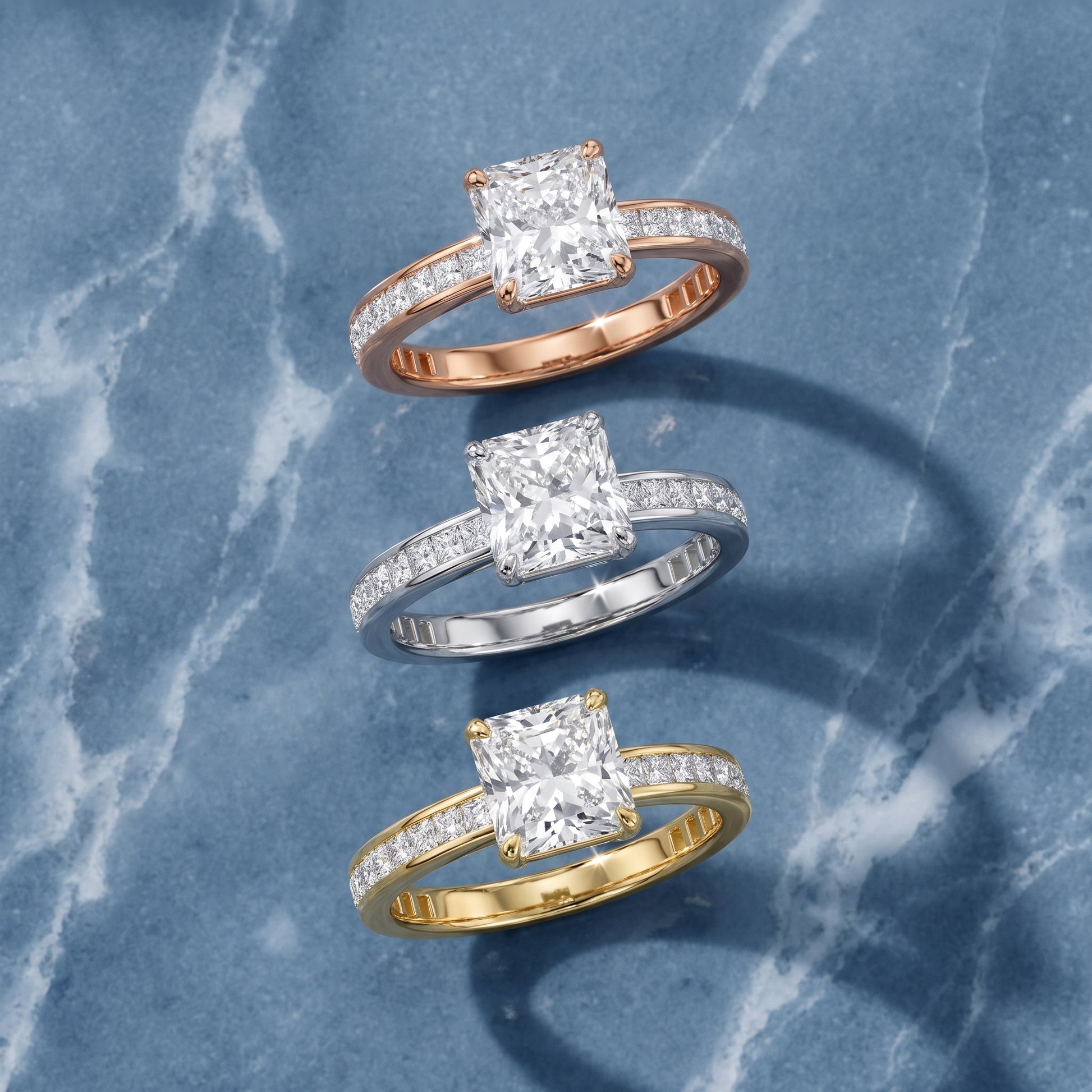 Brielle Channel Set Solitaire Radiant Diamond Ring in White Gold - 3rings.jpg