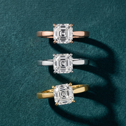 Cicely Solitaire Cathedral Asscher Diamond Engagement Ring in Platinum - 3rings.jpg