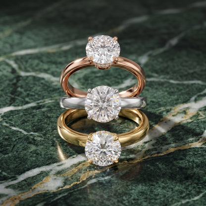 Lara Hidden Halo Round Diamond Engagement Ring in Rose Gold - 3rings.jpg