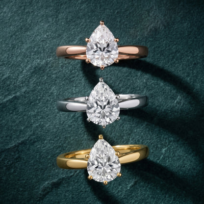 Enid Solitaire Cathedral Pear Diamond Engagement Ring in Silver - 3rings.jpg