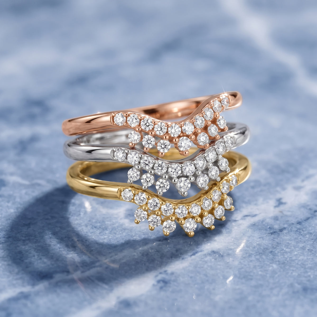 Sabina Curved Round Diamond Anniversary Ring in White Gold - 3rings.jpg