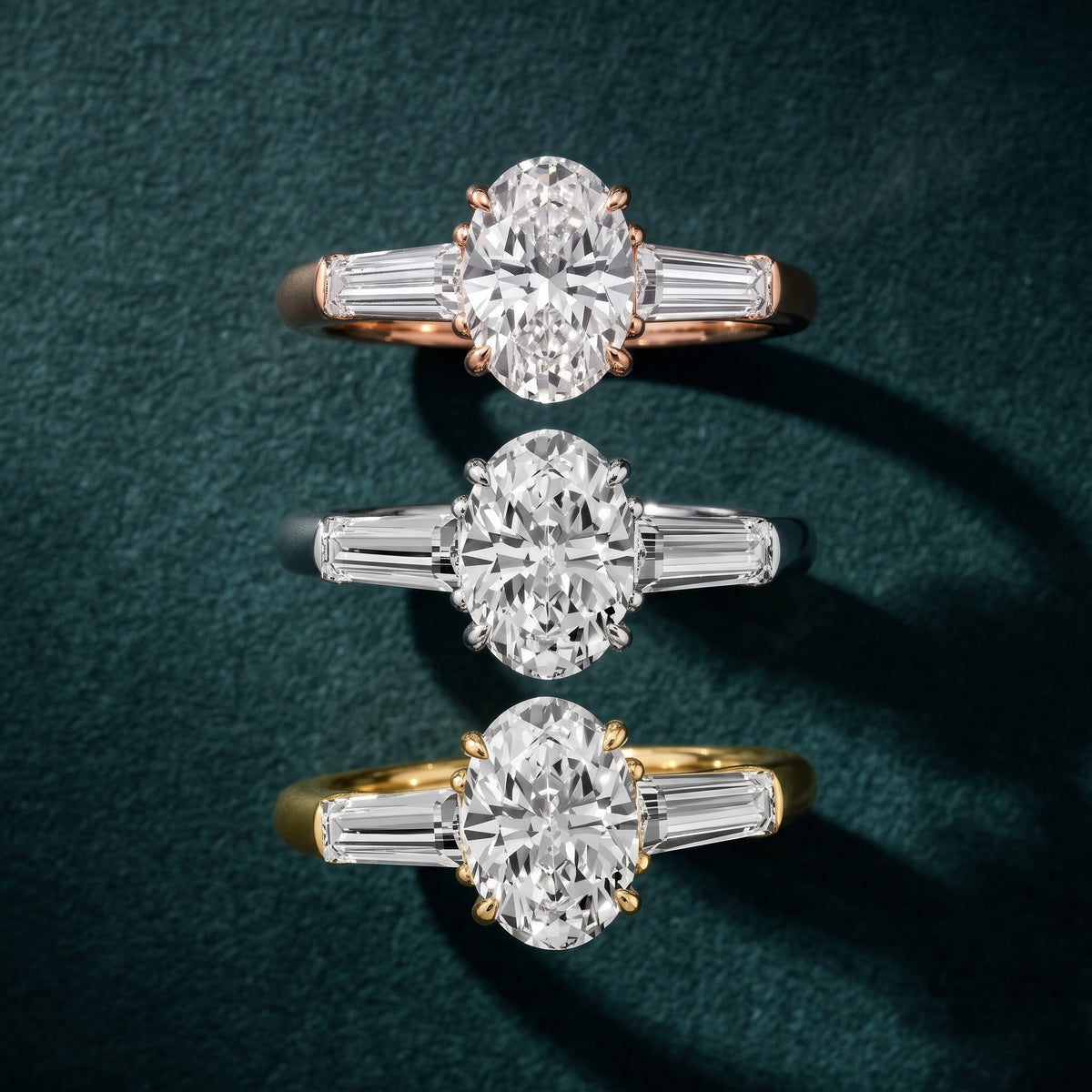 Davina Baguette Three-Stone Oval Diamond Engagement Ring in Silver - 3rings.jpg