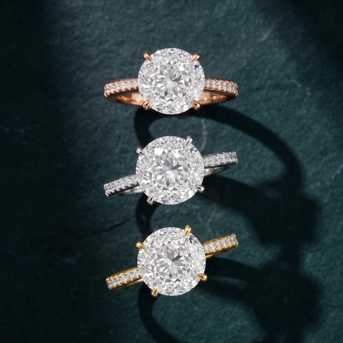 Skylar Twist Pavé Portuguese Cut Round Diamond Engagement Ring in Platinum - 3rings.jpg